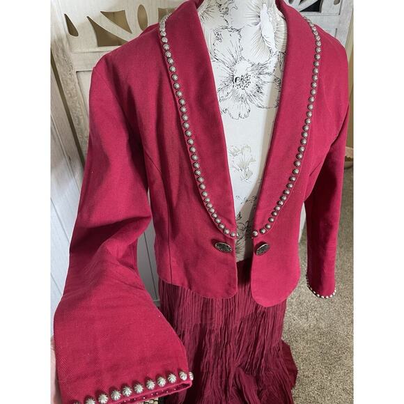 Vintage MILLER STOCKMAN Broomstick Skirt & Jacket Western Glam Hippie Large - Picture 3 of 9